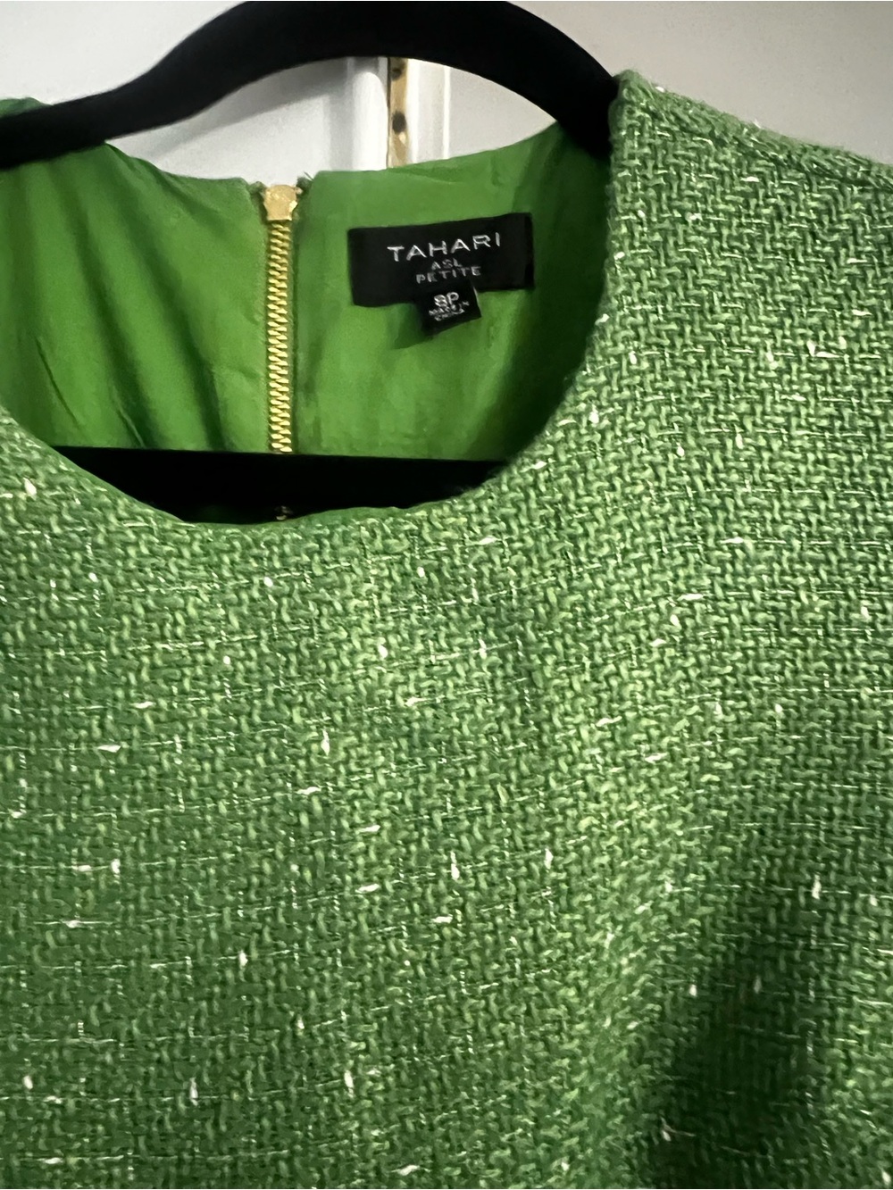 Tahari Green Tweed Mini Dress with Belt 8P - Picture 3 of 5